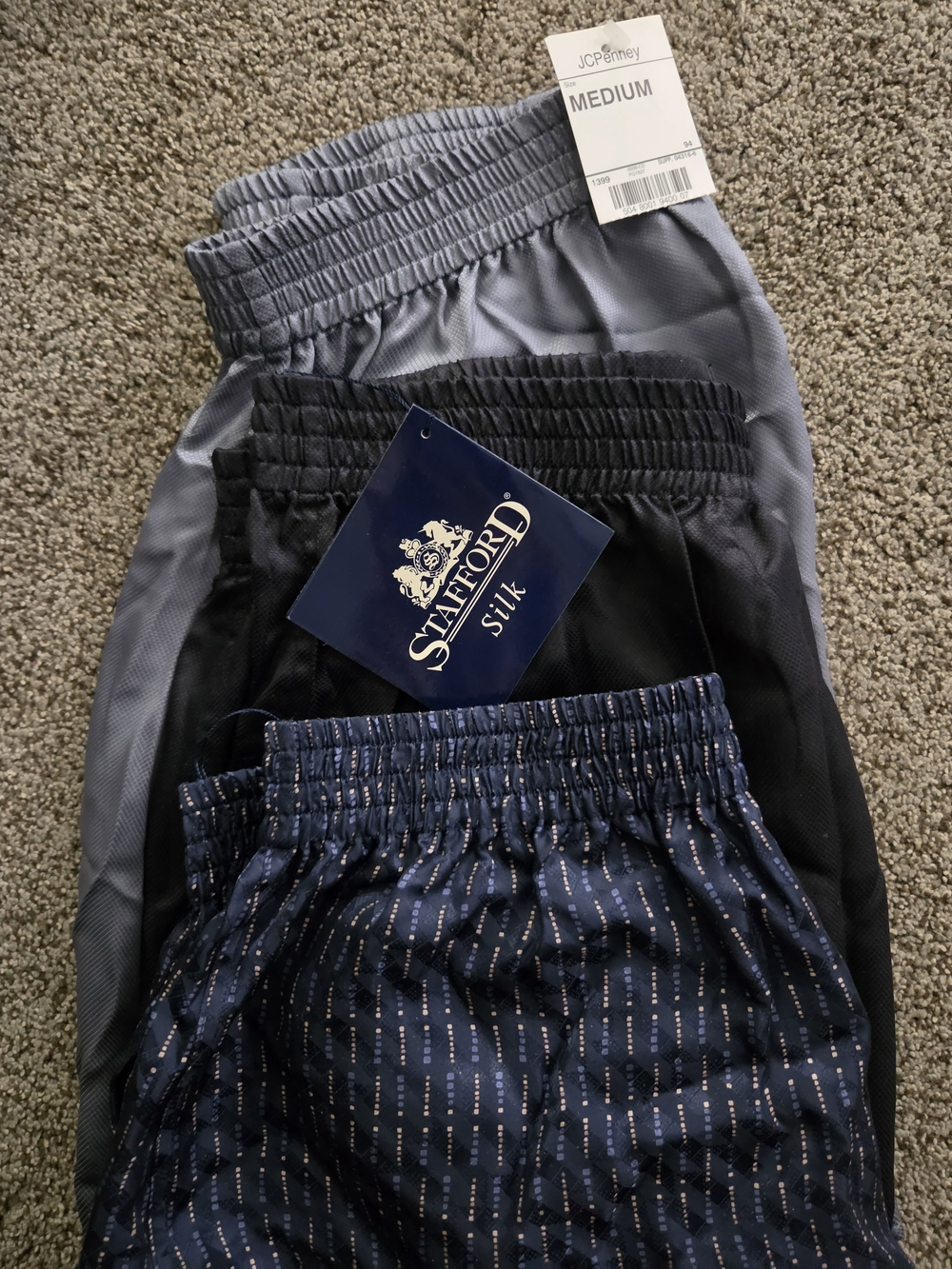 Stafford Silk Lounge Shorts - Navy Pattern, Black, Gray